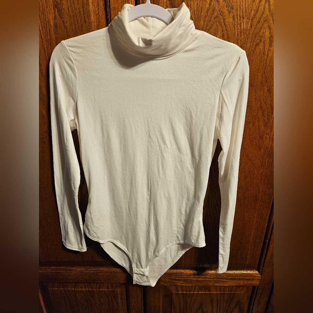 NWOT Pink Lily Cream Ivory Turtleneck Bodysuit SIZE XL